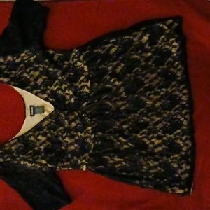 Women's Lined Black Lace V neck top.